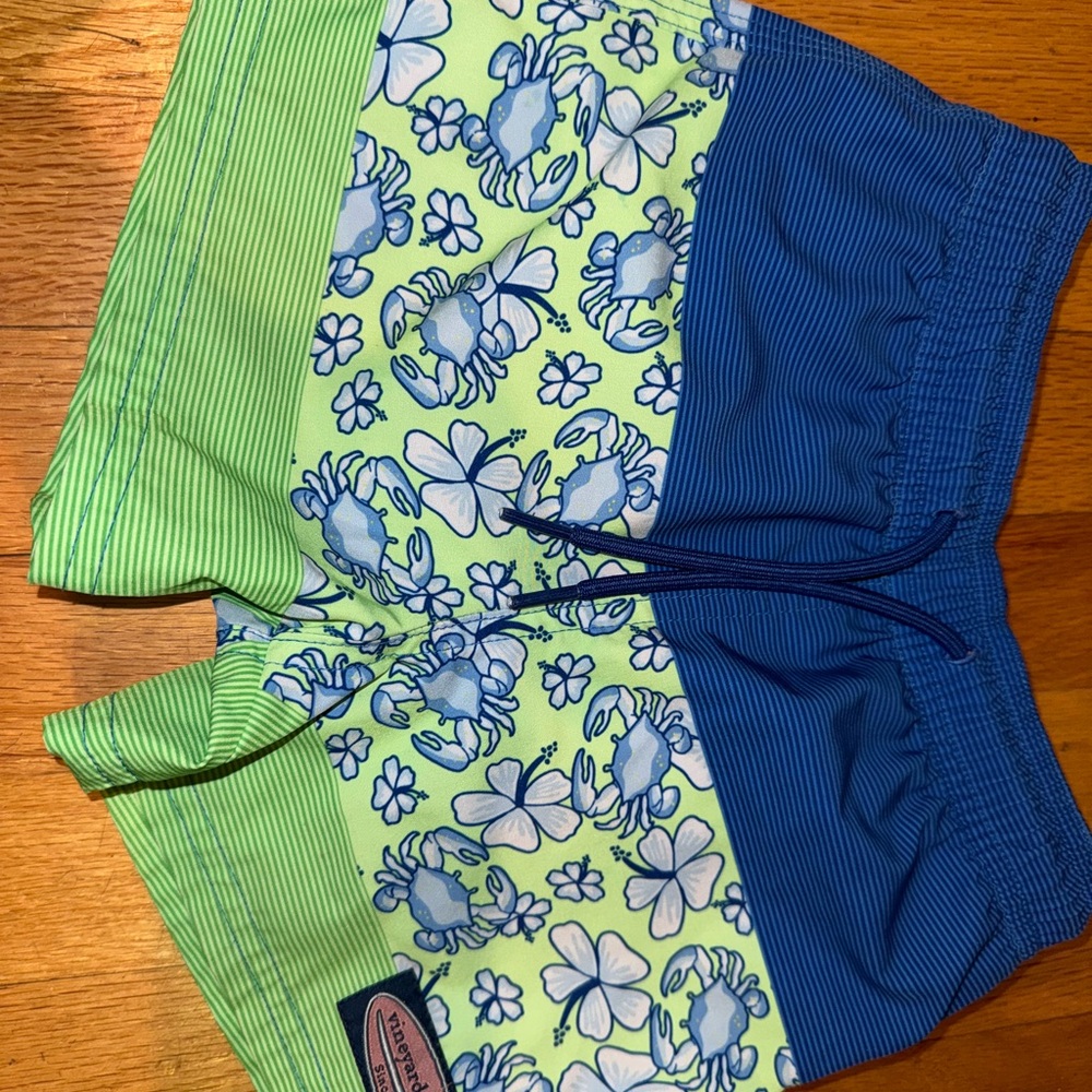 Vineyard Vines Kids Blue and Green Patterned Shorts